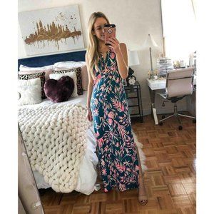 Lilly Pulitzer Essie Maxi Long Dress Smocked Printed Sleeveless XS